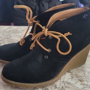 Womens 8 Sperry black Top-Sider wedges
